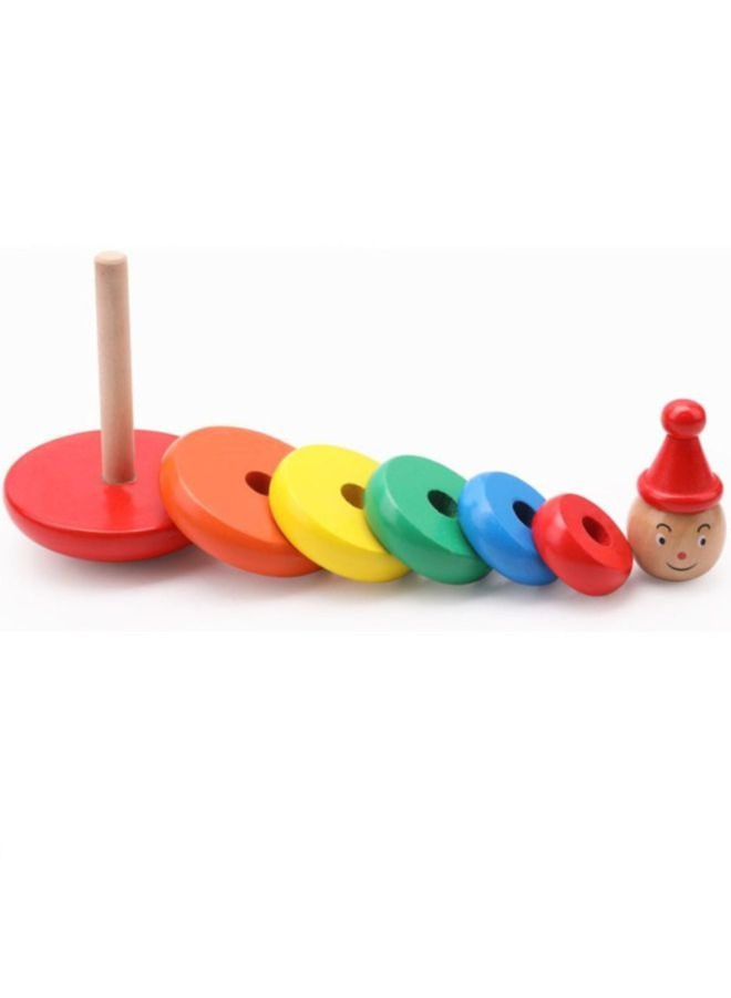 هدايا لعبة مكعبات بناء حلقة برج قوس قزح الخشبية - Image 3