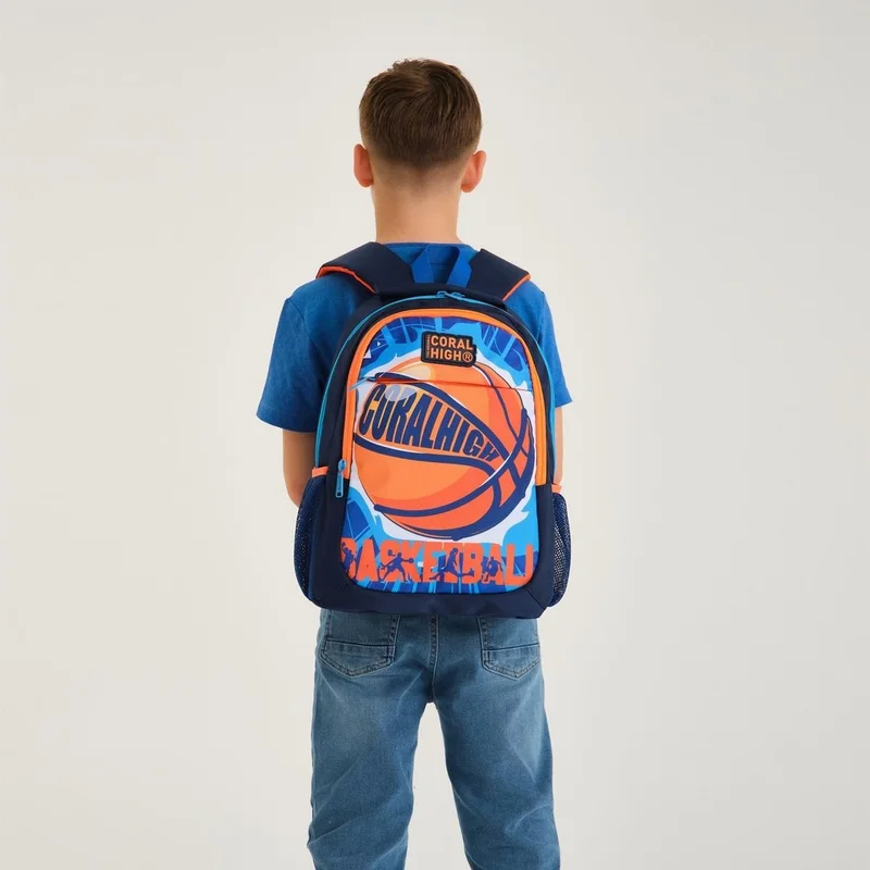 كورال هاي Kids Navy Blue Basketball Patterned 3-Piece School Bag Set SET0114405