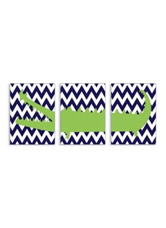 Stupell Industries The Kids Room By Stupell Alligator On Navy Chevron 3Pc Rectangle Wall Plaque Set 11 X 0.5 X 15 Proudly Made In Usa  - Image 1