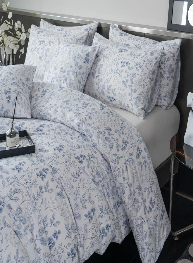 Jane yre Floral King Duvet Cover Brushed Microfiber 3 Pieces Floral Bedding Set King Garden Style Blue Floral Pattern Flower Duvet Cover King with Zipper Closure Luxury Soft Breathable Comfy - Image 3