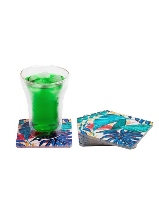 EZ Life High Class Colorful Nature Design 6 Coaster Set - Square - Placemat for Hot & Cold Drinks - Bowl & Tea Cup Dining, Cocktail Table Décor - Dining Table Accessory Coasters - Image 4