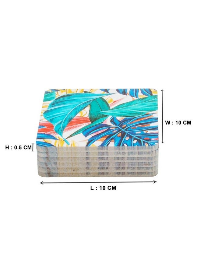 EZ Life High Class Colorful Nature Design 6 Coaster Set - Square - Placemat for Hot & Cold Drinks - Bowl & Tea Cup Dining, Cocktail Table Décor - Dining Table Accessory Coasters - Image 5