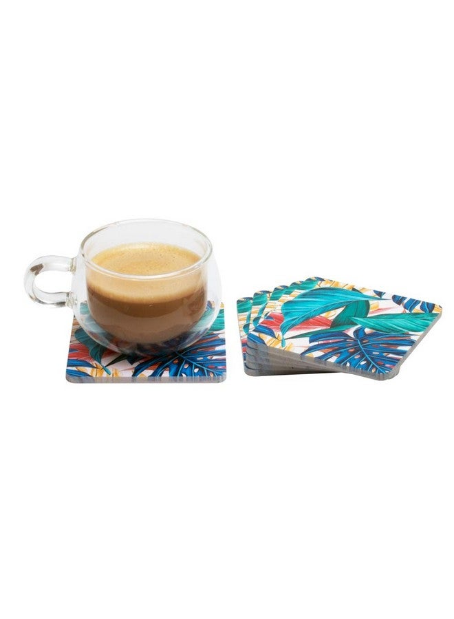EZ Life High Class Colorful Nature Design 6 Coaster Set - Square - Placemat for Hot & Cold Drinks - Bowl & Tea Cup Dining, Cocktail Table Décor - Dining Table Accessory Coasters - Image 2