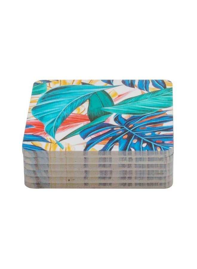 EZ Life High Class Colorful Nature Design 6 Coaster Set - Square - Placemat for Hot & Cold Drinks - Bowl & Tea Cup Dining, Cocktail Table Décor - Dining Table Accessory Coasters - Image 1