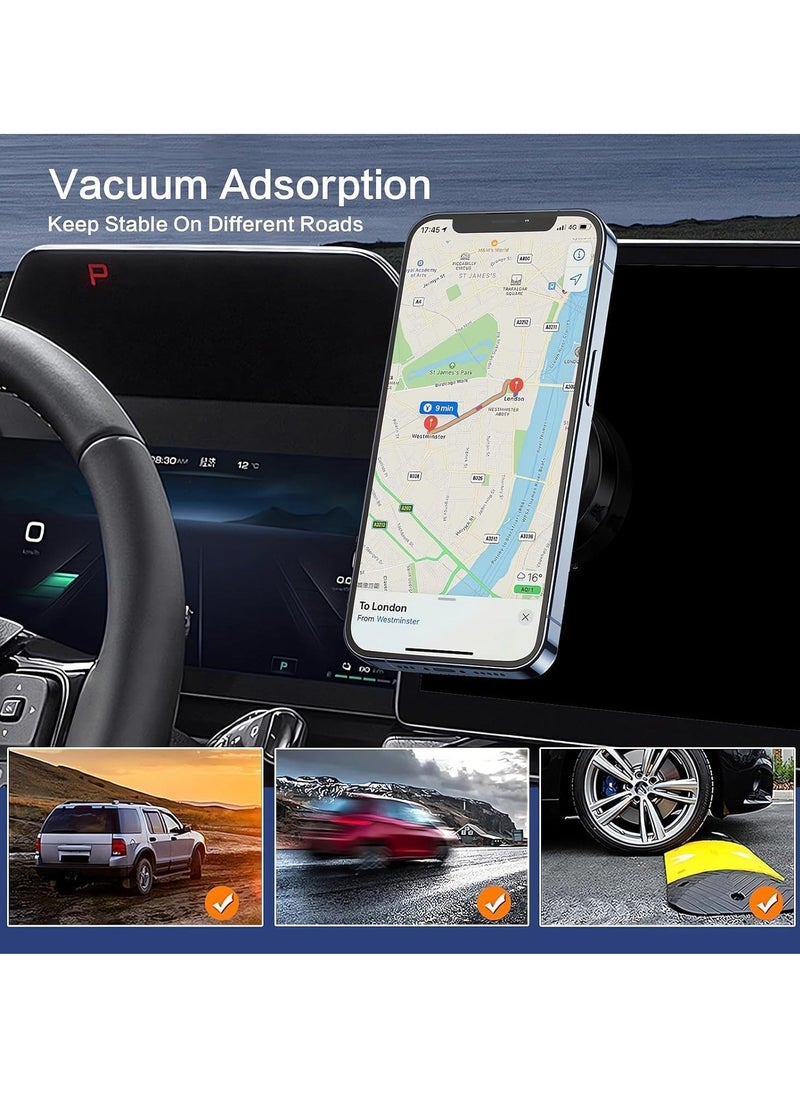 ELTRAZONE Magnetic Vacuum Suction Phone Holder for Car/Gym/Mirror/Smooth Surface-Magnetic Suction Phone Mount, Hands-free Magnetic Cell Phone Holder (Black) - Image 2