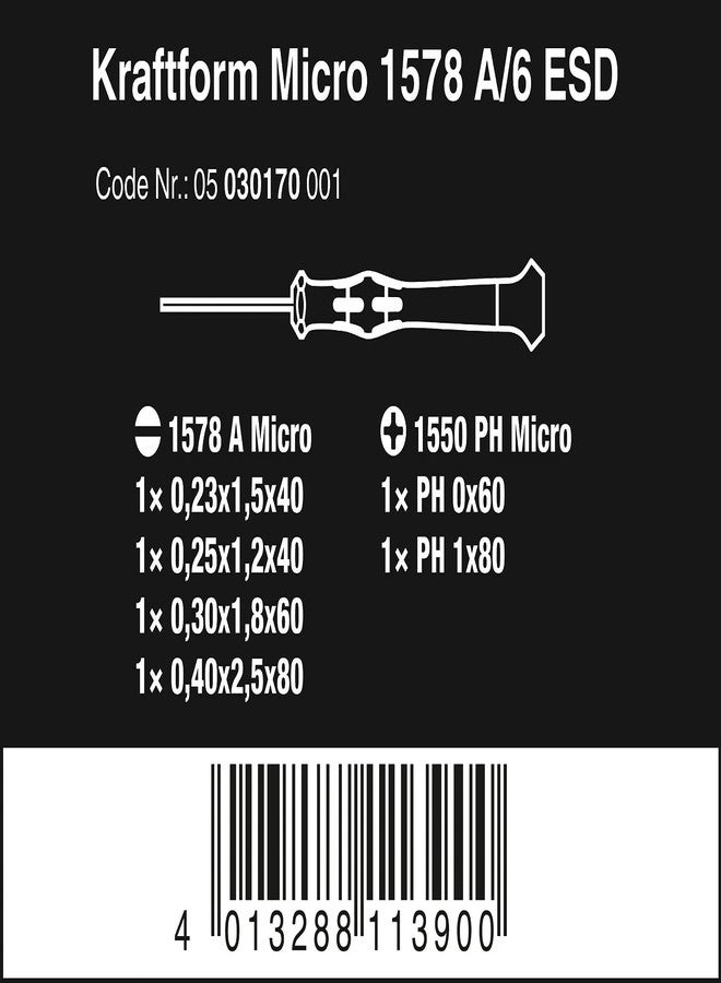 Wera Electronics Screwdriver Set, Yellow/Black, 1578 A/6, 6Pcs - Image 2
