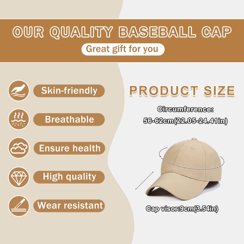 Cmonie 6Pack Unisex Vintage Washed Cotton Baseball Cap Soft Unconstructed Plain Blank Adjustable Size Dad Hat (US, Alpha, One Size, 6 Pcs-A) - Image 3