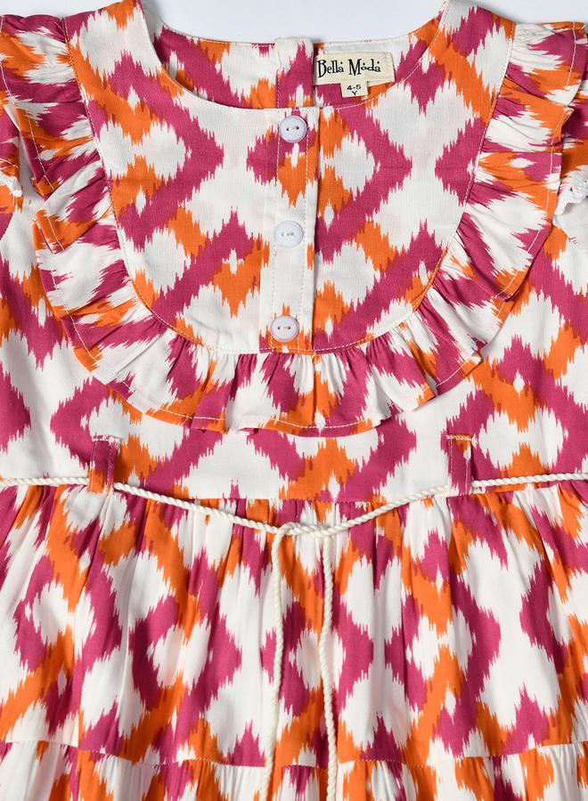 BELLA MODA Printed Ruffle Dress - Image 3