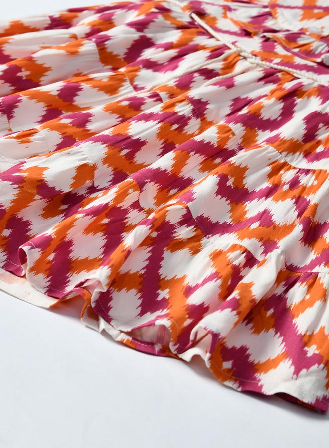 BELLA MODA Printed Ruffle Dress - Image 4