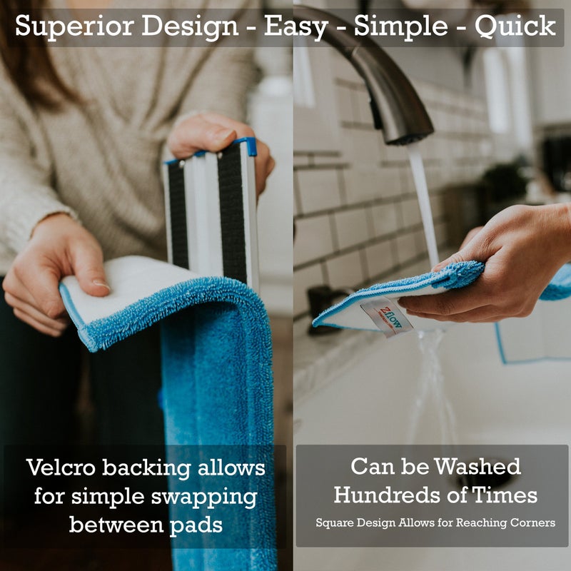 Zflow Ventures Zflow 18" Professional Microfiber Mop - Commercial Stainless Steel Handle with Microfiber Dust Pad + 3 Wet Pads - Image 4