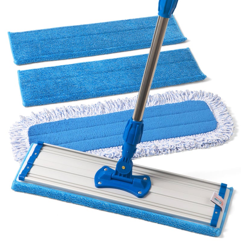 Zflow Ventures Zflow 18" Professional Microfiber Mop - Commercial Stainless Steel Handle with Microfiber Dust Pad + 3 Wet Pads - Image 1