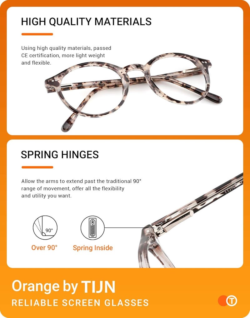 TIJN Blue Light Blocking Glasses Men Women Vintage Thick Round Rim Frame Eyeglasses - Image 5
