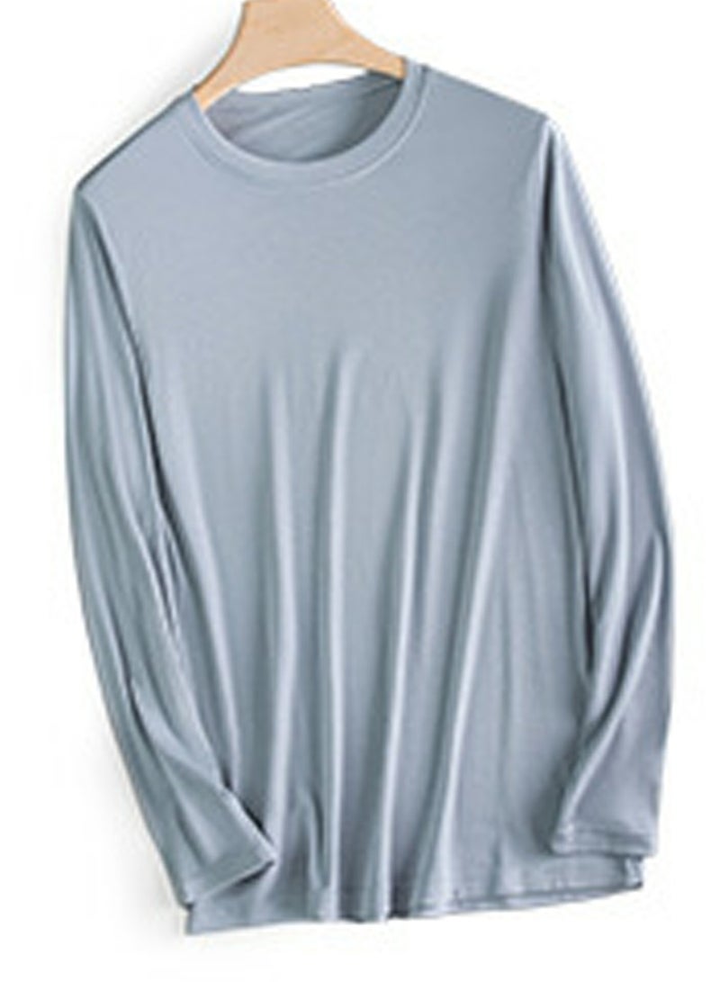 Loquat Mens Solid Color Soft Crew-Neck Thermal Underwear Shirt Cold Weather Base Layer,Long Sleeve T-Shirt Greyish Blue 
