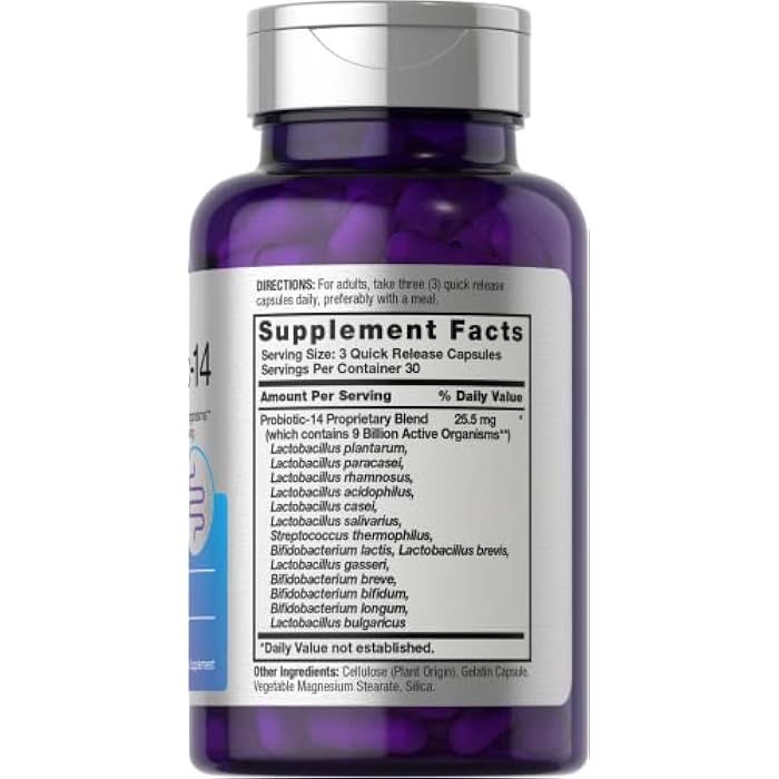 Horbäach Probiotics for Women & Men | 14 Strains for Digestive Health | 9 Billion CFU | 90 Capsules | Non-GMO & Gluten Free Supplement - Image 2