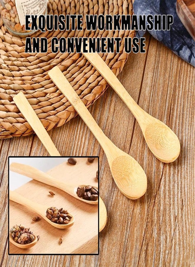 Wuyituart 5 Pcs Bamboo Spoons 5 Inch Small Wooden Spoons for Honey Tea Coffee Eating - Image 4