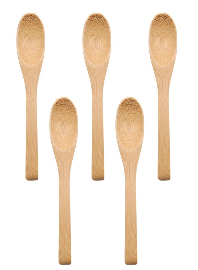 Wuyituart 5 Pcs Bamboo Spoons 5 Inch Small Wooden Spoons for Honey Tea Coffee Eating - Image 1