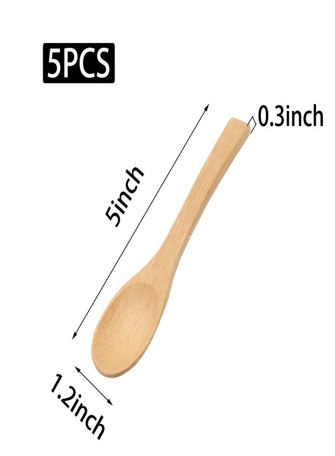 Wuyituart 5 Pcs Bamboo Spoons 5 Inch Small Wooden Spoons for Honey Tea Coffee Eating - Image 2