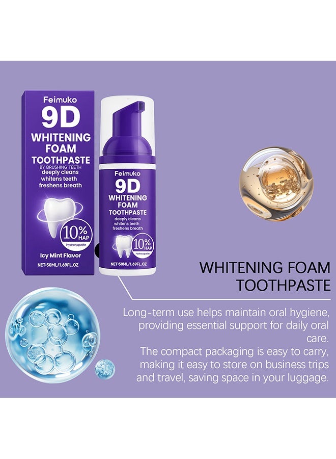 Feimuko Purple tooth cleaning Mousse- Deeply cleans teeth and eliminates bad breath. Pressing design for a clean and shiny toothpaste. - Image 3