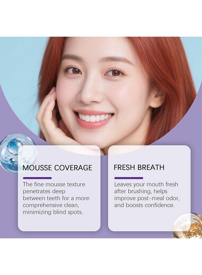Feimuko Purple tooth cleaning Mousse- Deeply cleans teeth and eliminates bad breath. Pressing design for a clean and shiny toothpaste. - Image 2