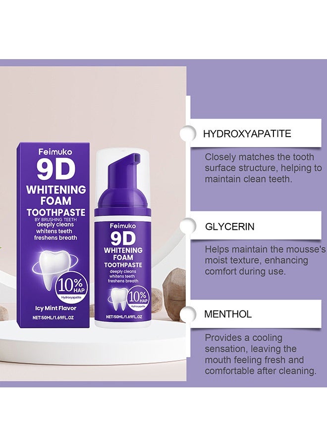 Feimuko Purple tooth cleaning Mousse- Deeply cleans teeth and eliminates bad breath. Pressing design for a clean and shiny toothpaste. - Image 5