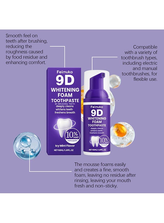 Feimuko Purple tooth cleaning Mousse- Deeply cleans teeth and eliminates bad breath. Pressing design for a clean and shiny toothpaste. - Image 4