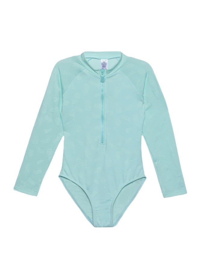Gottex Baby Girl's Kids Toddler and Little Pineapple Print Rash Guard One Piece Long Sleeve Swimsuit - Image 1