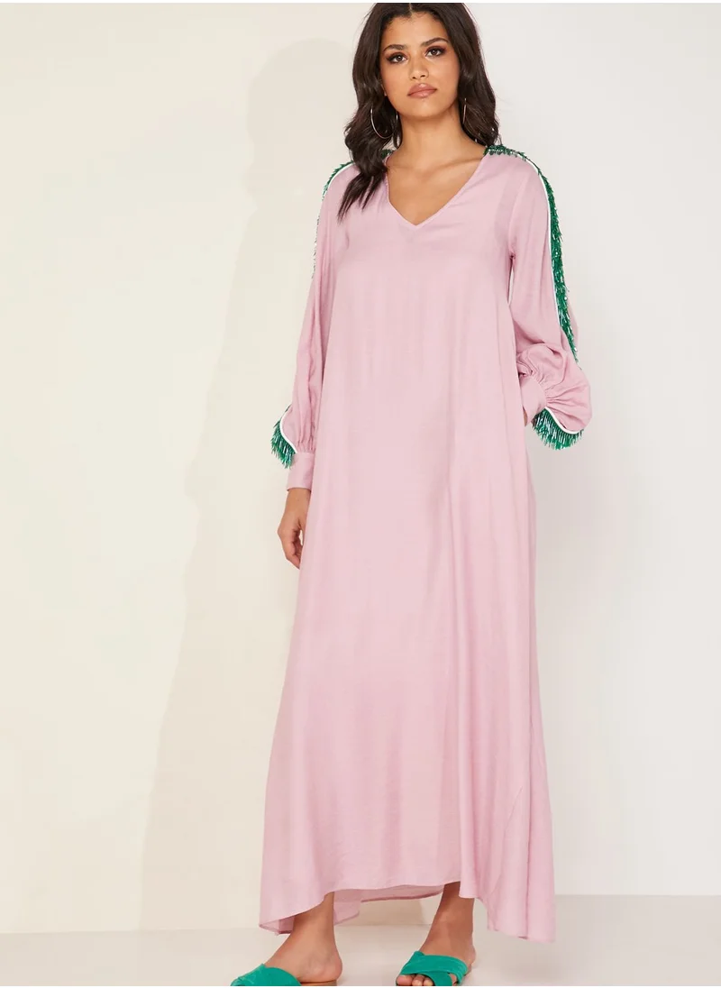 Zayan The Label Veronica Contrast Sleeve Kaftan