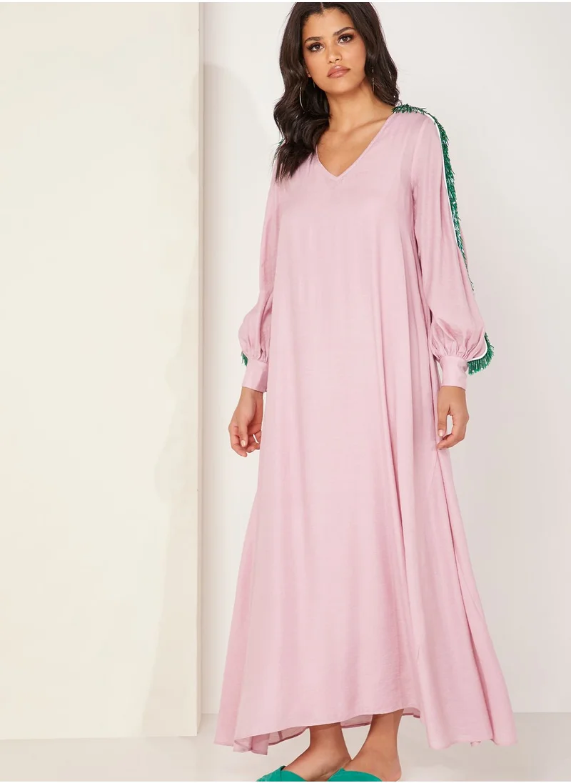 Zayan The Label Veronica Contrast Sleeve Kaftan