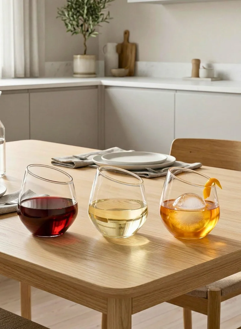 1Chase Slanted Borosilicate Glass Set (2 PCS) – 350ML Modern Tilted Whiskey, Wine & Cocktail Glass, Lead-Free Clear Drinking Glass