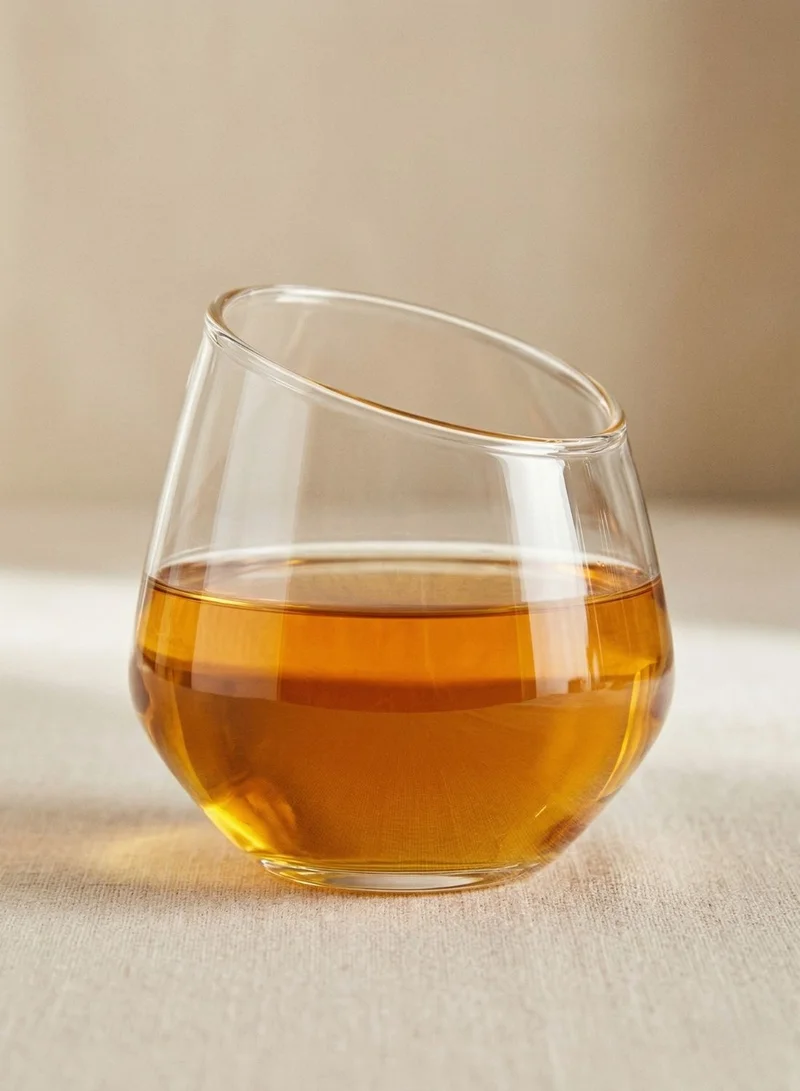 1Chase Slanted Borosilicate Glass Set (2 PCS) – 350ML Modern Tilted Whiskey, Wine & Cocktail Glass, Lead-Free Clear Drinking Glass