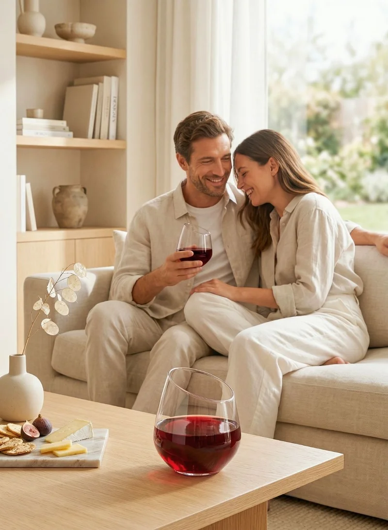 1Chase Slanted Borosilicate Glass Set (2 PCS) – 350ML Modern Tilted Whiskey, Wine & Cocktail Glass, Lead-Free Clear Drinking Glass