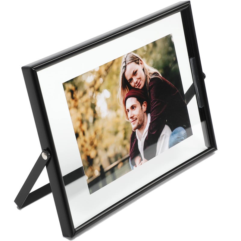 أهاجو Ahago Black Floating Frame (5 "" X7 "أفقيًا) لأحجام الصور 4x6 3x5 2x3 على الطاولة ، إطار صورة للمنزل أو ديكور المكتب راقي لعيد الميلاد أو الزفاف - Image 1