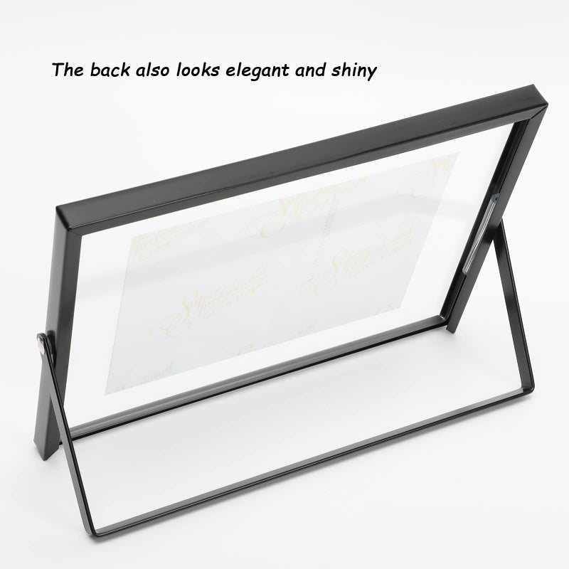 أهاجو Ahago Black Floating Frame (5 "" X7 "أفقيًا) لأحجام الصور 4x6 3x5 2x3 على الطاولة ، إطار صورة للمنزل أو ديكور المكتب راقي لعيد الميلاد أو الزفاف - Image 4