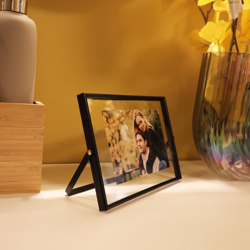أهاجو Ahago Black Floating Frame (5 "" X7 "أفقيًا) لأحجام الصور 4x6 3x5 2x3 على الطاولة ، إطار صورة للمنزل أو ديكور المكتب راقي لعيد الميلاد أو الزفاف - Image 5
