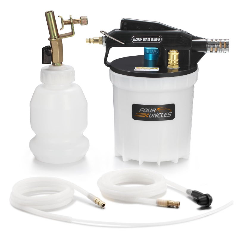 FOUR UNCLES 2L Brake Bleeder Vacuum Pump Kit Pneumatic Brake Fluid Extractor with 1L Refilling Bottle for Automotive Bleeding OnePerson Operation