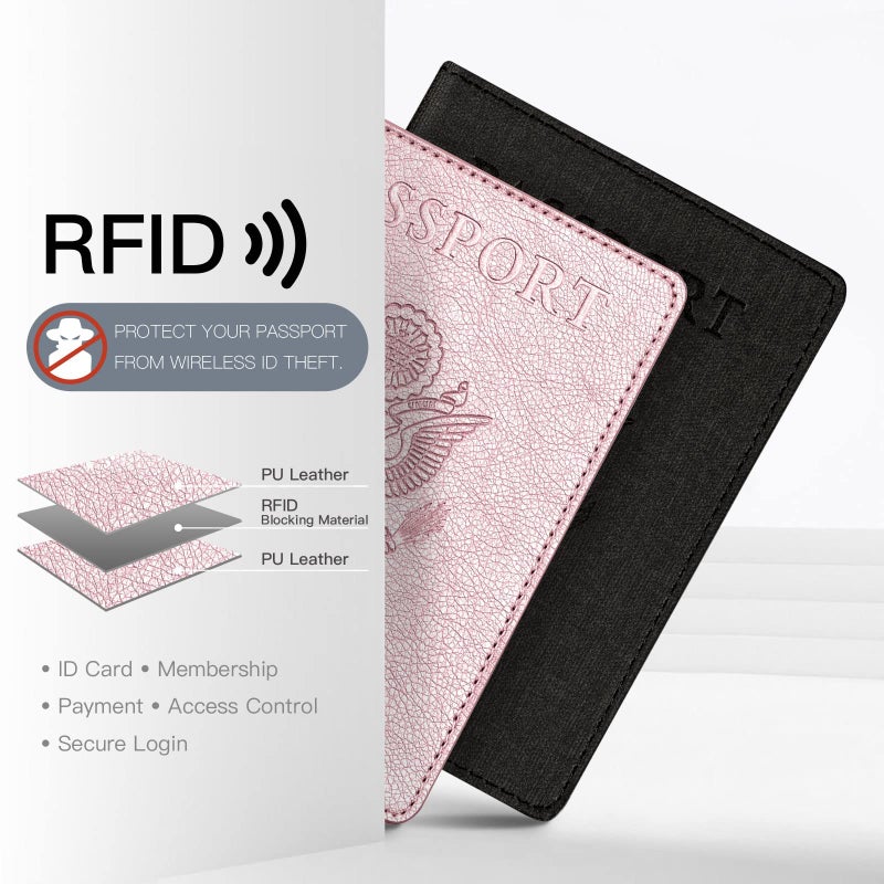 VIDIVICI 2 Pack Passport & Vaccine Card Holder - Pink&Black RFID Blocking Travel Must Have - Image 3