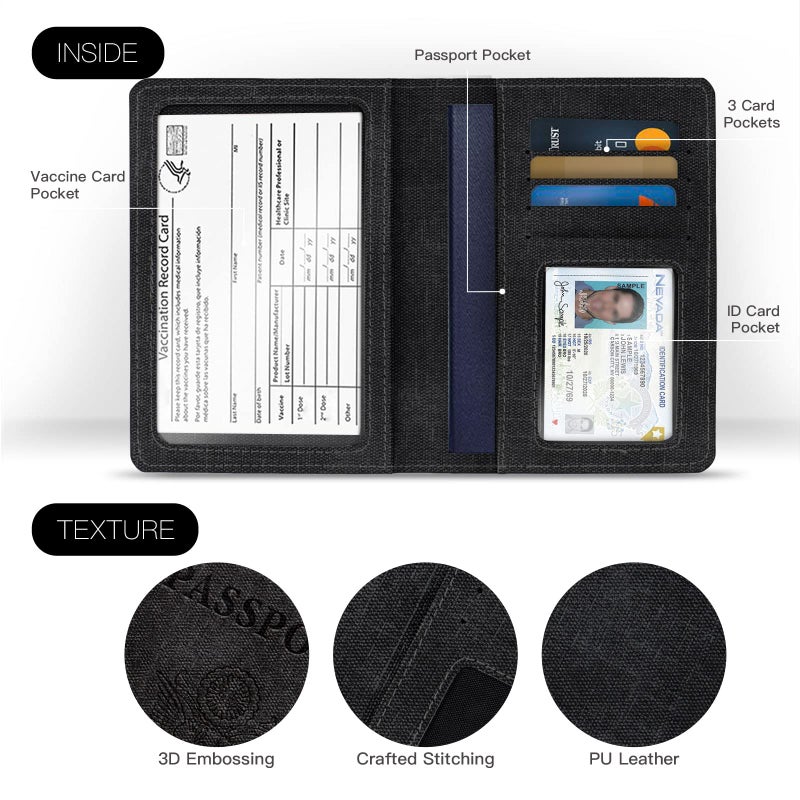 VIDIVICI 2 Pack Passport & Vaccine Card Holder - Pink&Black RFID Blocking Travel Must Have - Image 2