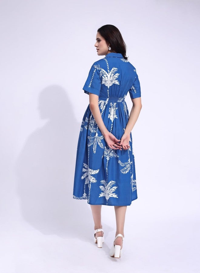 PURVAJA Women’s Maxi Cotton Blend Dress (Floe-259-XL_Blue) - Image 3