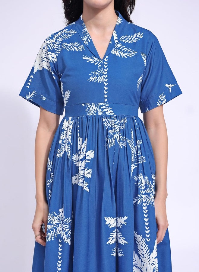 PURVAJA Women’s Maxi Cotton Blend Dress (Floe-259-XL_Blue) - Image 5