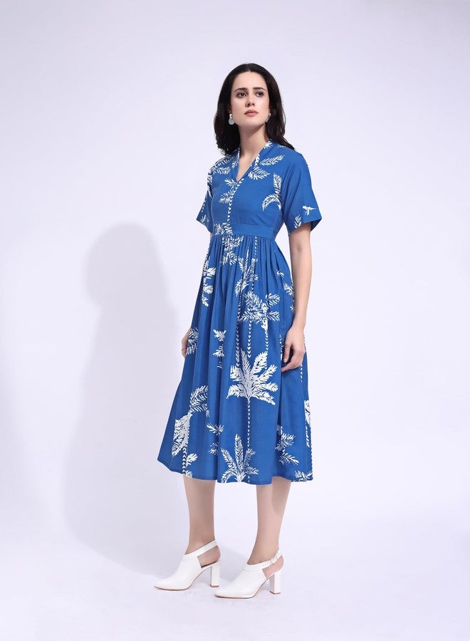 PURVAJA Women’s Maxi Cotton Blend Dress (Floe-259-XL_Blue) - Image 2