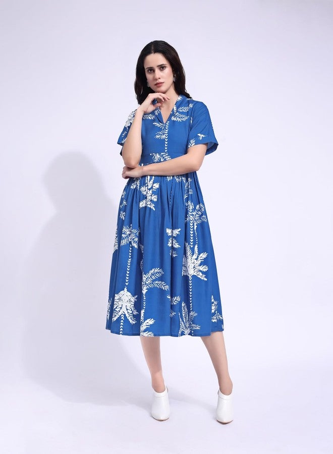 PURVAJA Women’s Maxi Cotton Blend Dress (Floe-259-XL_Blue) - Image 4