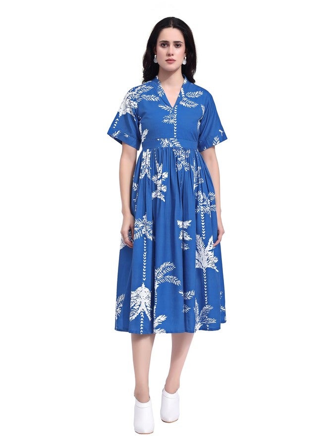 PURVAJA Women’s Maxi Cotton Blend Dress (Floe-259-XL_Blue) - Image 1