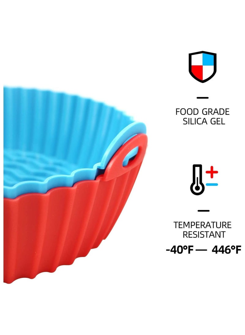 Y&D 2Pcs Air Fryer silicone liners, Food safe Fryer oven accessories, Reusable Liners, 7.5-inch Fryer Liners(blue/red) - Image 3