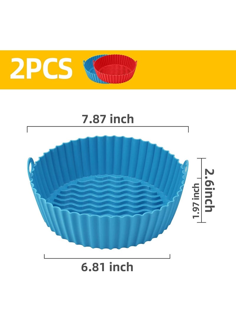 Y&D 2Pcs Air Fryer silicone liners, Food safe Fryer oven accessories, Reusable Liners, 7.5-inch Fryer Liners(blue/red) - Image 2