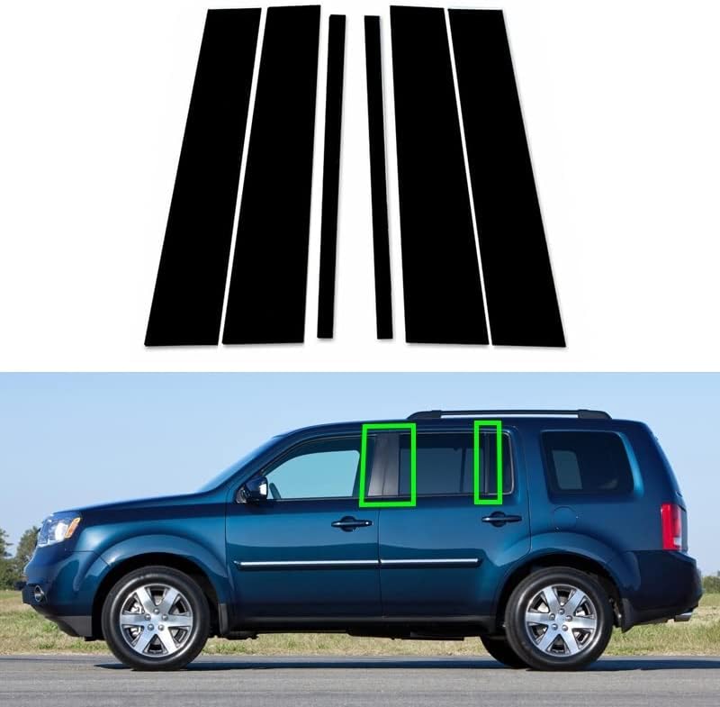 QASULER 6-Piece Car Glossy Black Window Pillar Trim Set - Image 2