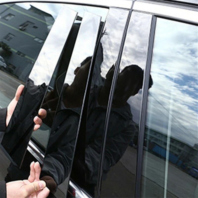 QASULER 6-Piece Car Glossy Black Window Pillar Trim Set - Image 5