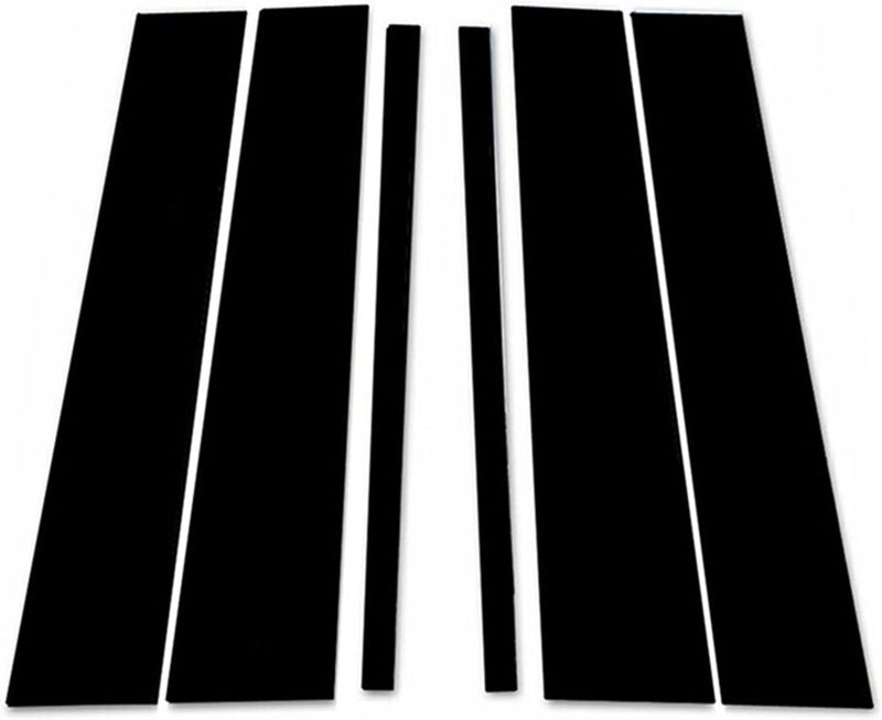QASULER 6-Piece Car Glossy Black Window Pillar Trim Set - Image 1