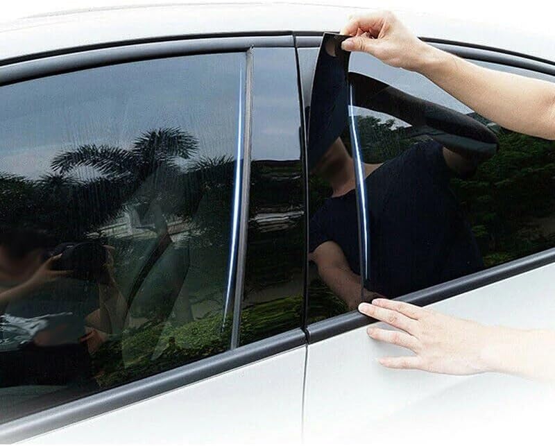 QASULER 6-Piece Car Glossy Black Window Pillar Trim Set - Image 4