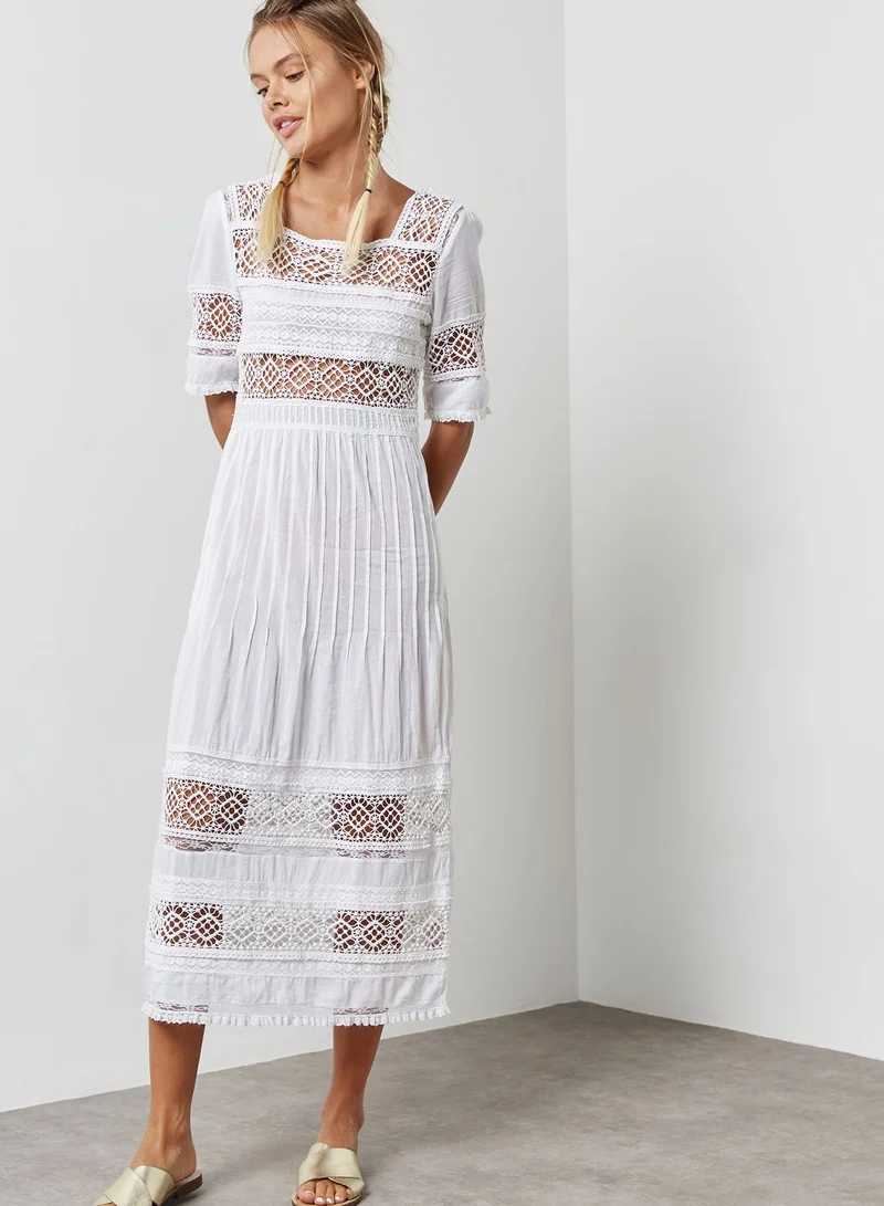 TOPSHOP Broderie Midi Dress