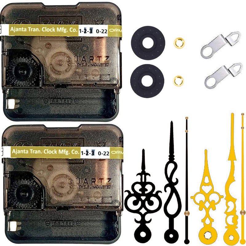 YOPY � Combo 2 of Ajanta Mfg. Battery Operated Plastic Ticking Wall Clock Movement Machine with Hands (Needles : Antique Black,Gold 1)-Analog - Image 1